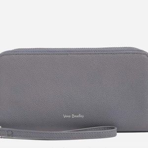 Vera Bradley Leather RFID Accordion Wristlet Carbon Gray NWT